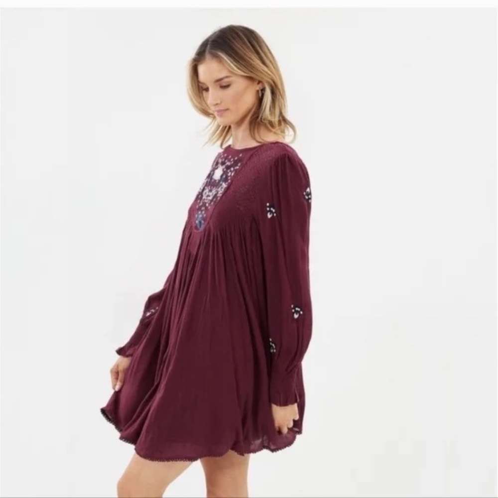 Free People Burgundy Embroidered Dress - Picture 8 of 15